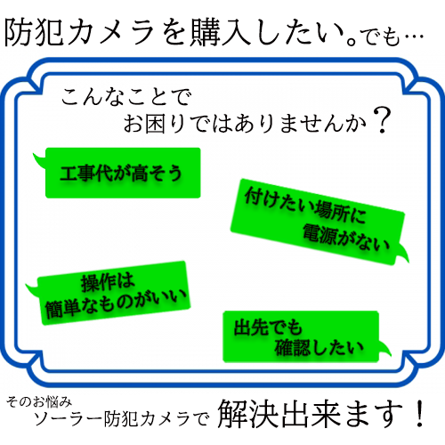 防犯カメラを購入したい。でもこんなことでお困りではありませんか?